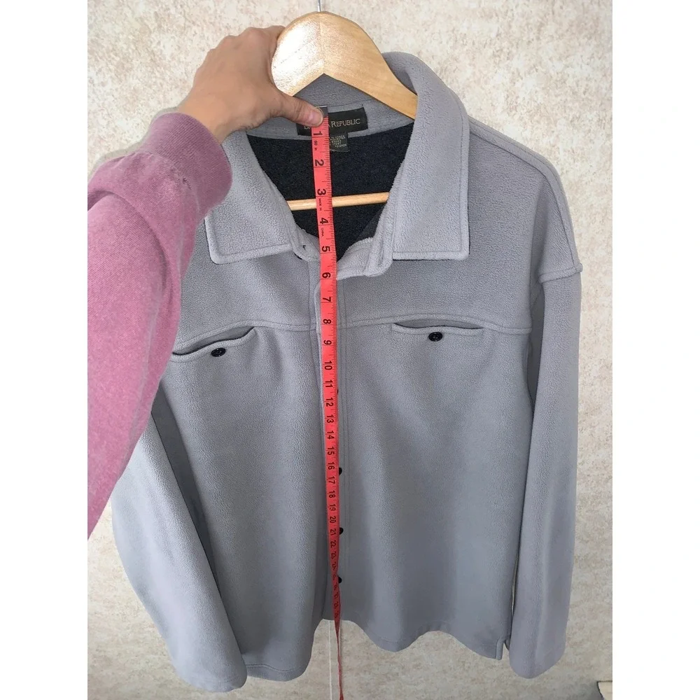 Banana Republic Mens XL Gray Fleece Jacket Button Front Midweight‎